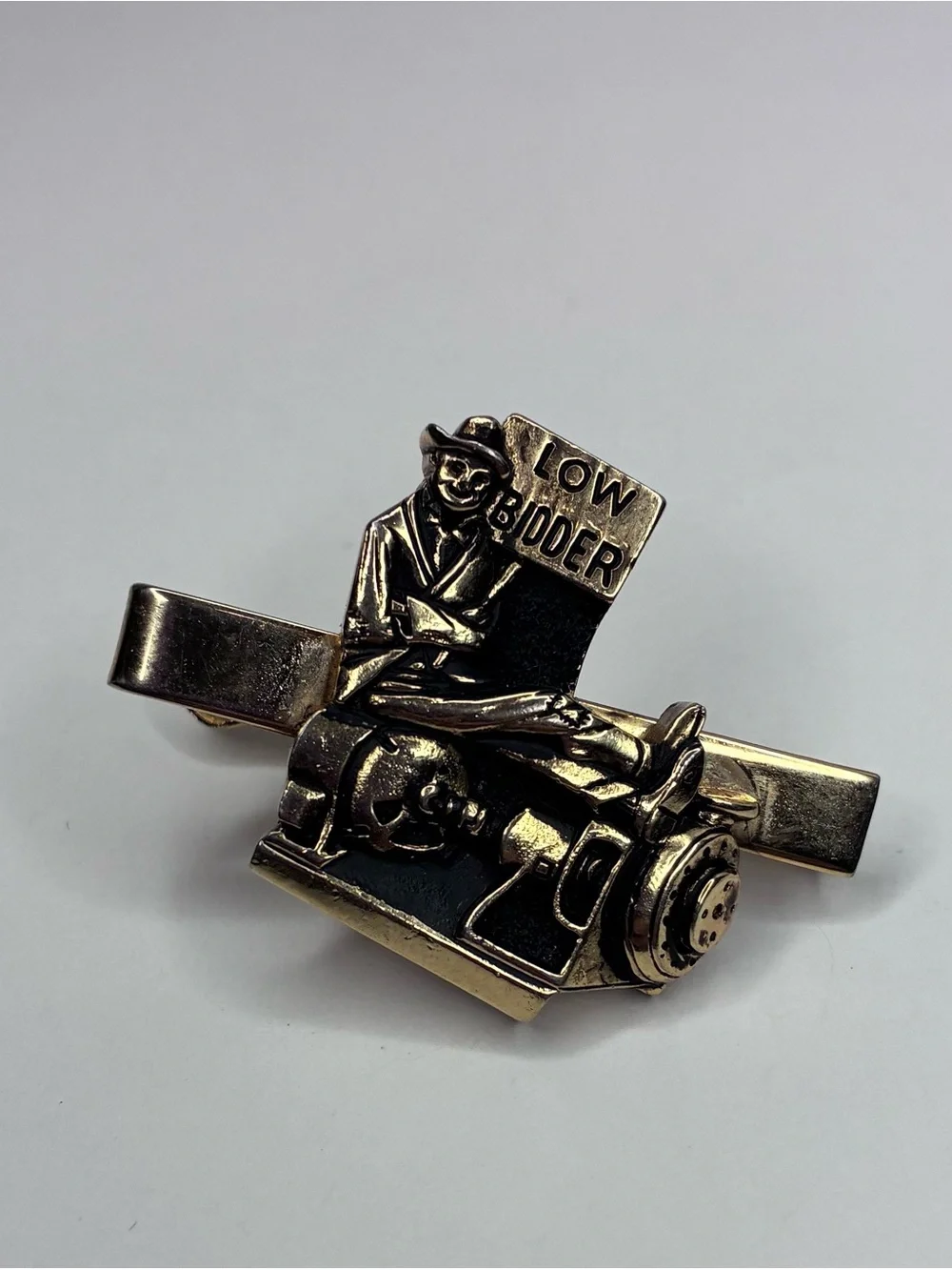 Vintage Gold And Black Colored Tie Clip 